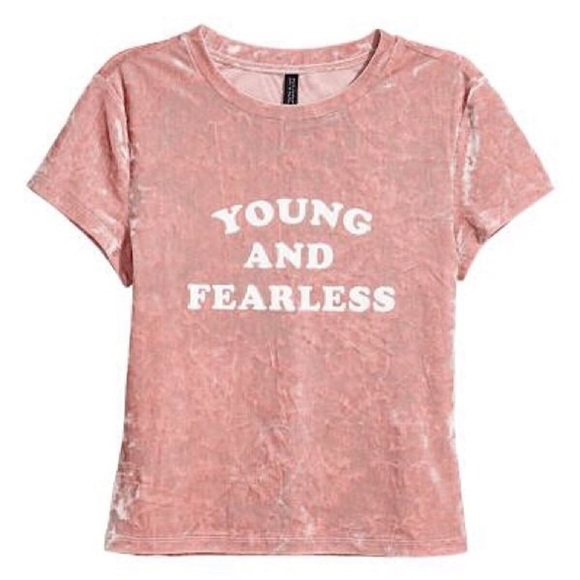 Women’s H&m Pink Velvet Young & Fearless Top M! - Picture 1 of 8